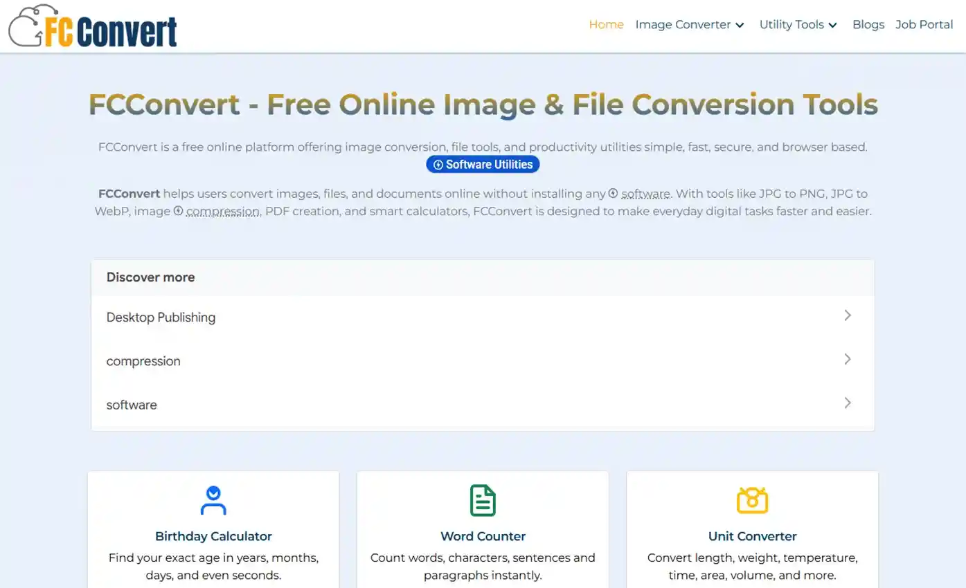 FCConvert Free Online Tools Website with Job Portal | Powerwebsols
