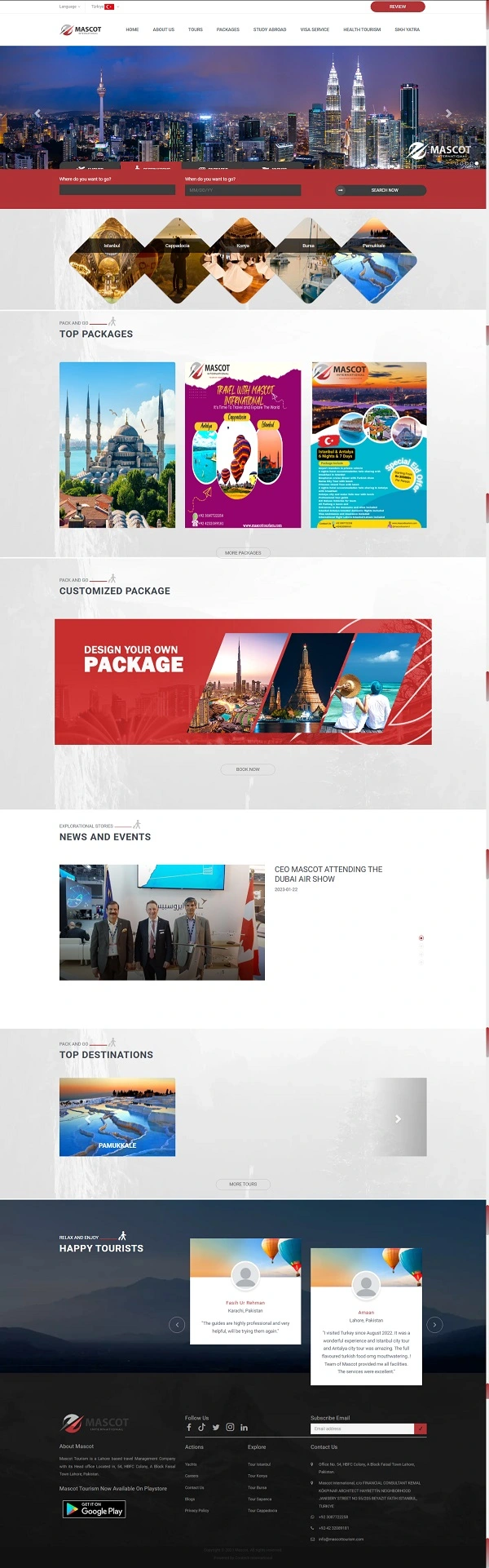 Mascot Tourism – Travel Website