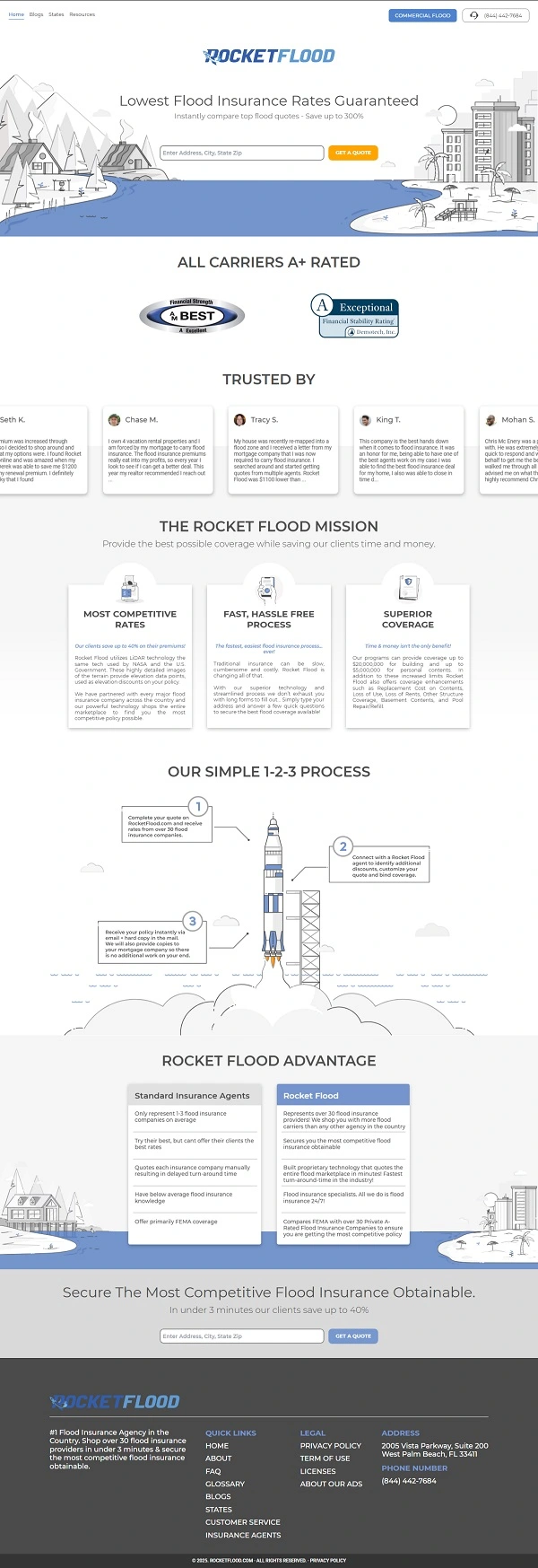 RocketFlood  Insurance Website Design + SEO
