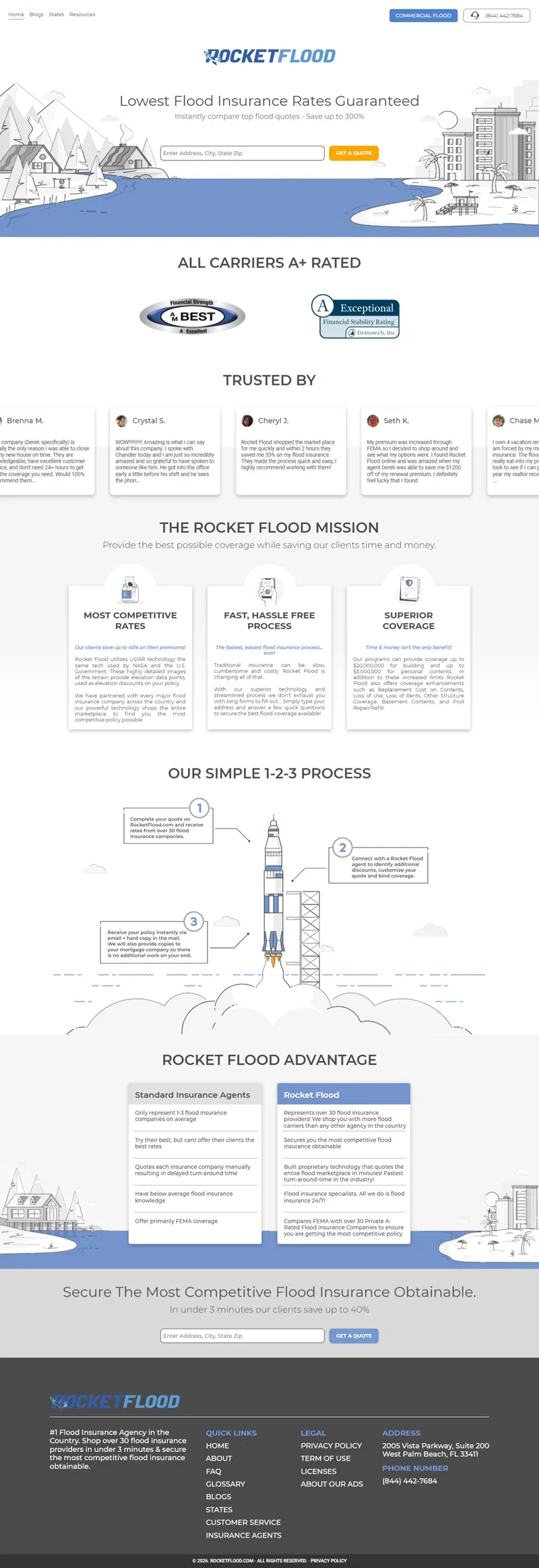 RocketFlood  Insurance Website Design | Powerwebsols