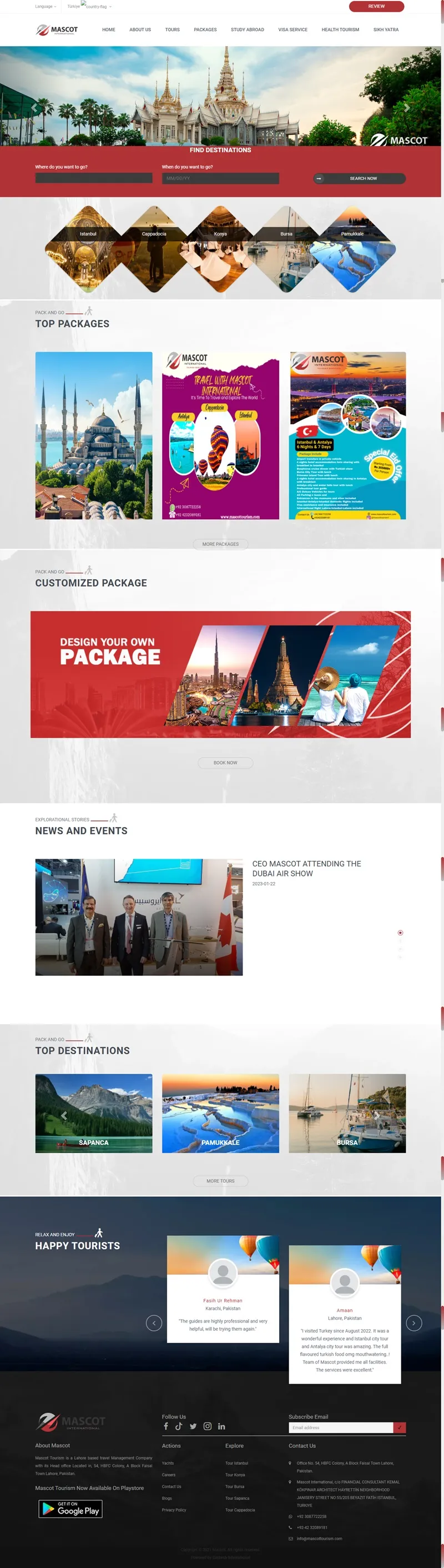 Mascot Tourism – Travel Website | Powerwebsols